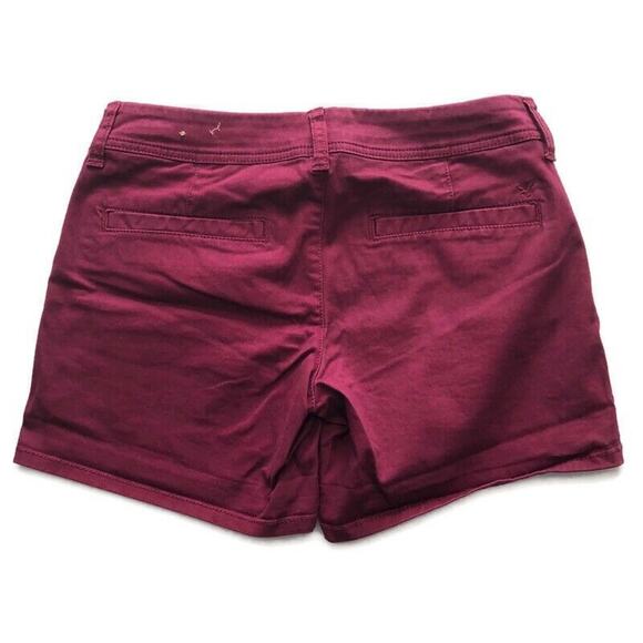 American Eagle Womens Shorts Size 0 Stretch Midi Shorts Low Rise Shorts Maroon - Picture 2 of 5